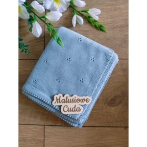 Kocyk 90x70cm bawełna małe serduszka niebieski/jeansowy