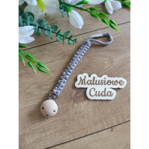 Zawieszka do smoczka - szydełkowana szara zwykła