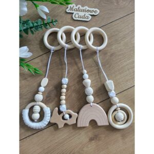 Zawieszki BabyGym króliczek/tęcza białe komplet 4 szt.