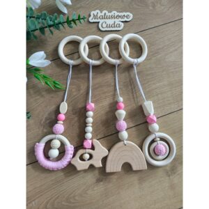 Zawieszki BabyGym króliczek/tęcza różowe komplet 4 szt.