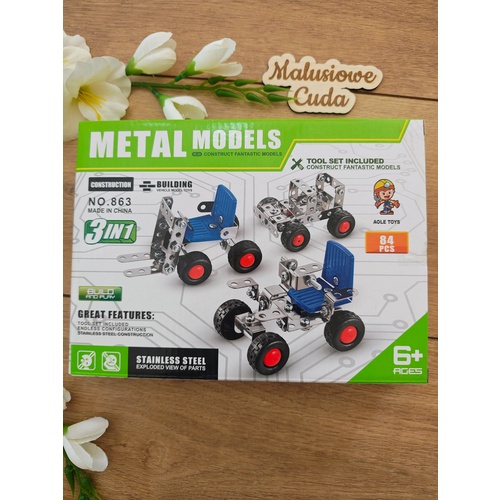 Klocki konstrukcyjne metalowe NO.863 84 elem.