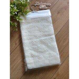 Kocyk 90x90cm bawełna ażurowy jodełka ecru