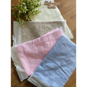 Alternative view of Kocyk 90x90cm bawełna ażurowy jodełka beżowy