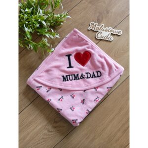 Ręcznik I<3Mum&Dad bawełna 90x80cm różowy