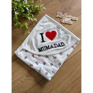 Ręcznik I<3Mum&Dad bawełna 90x80cm ecru