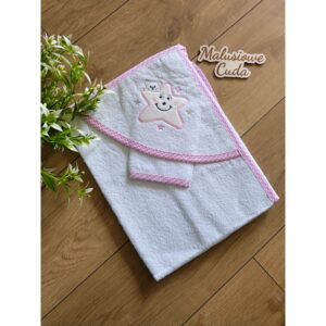 Ręcznik gwiazdka bawełna 75x75cm różowe obszycie