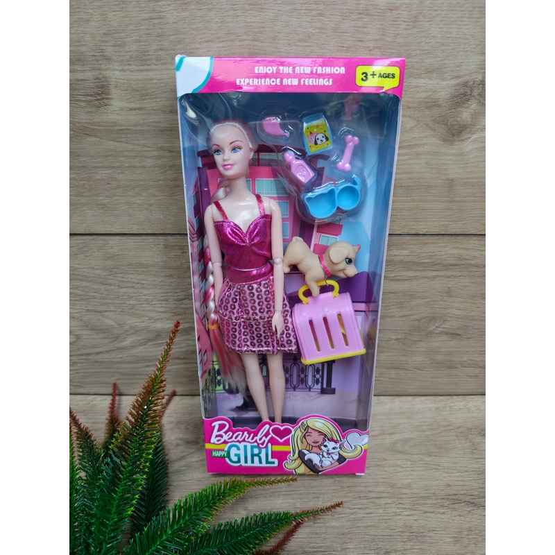 Lalka BeautyGirl z akcesoriami / różowa z pieskiem