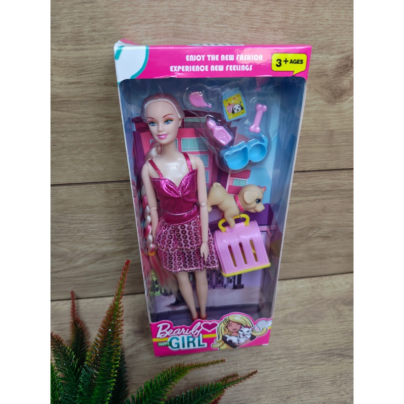 Lalka BeautyGirl z akcesoriami / różowa z pieskiem - obrazek 2