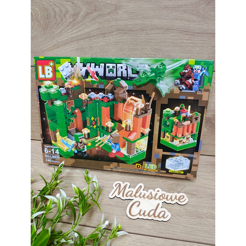 Klocki Minecraft MyWorld LED NO.LB639 D zielone 240 elem.