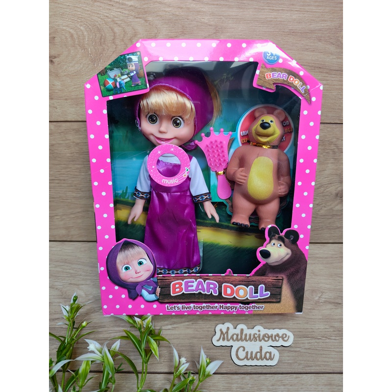 Lalka Masza i Niedźwiedź sukienka fioletowa /wys. 25cm