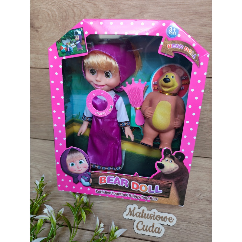 Lalka Masza i Niedźwiedź sukienka fioletowa /wys. 25cm - obrazek 3