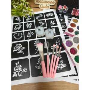 Alternative view of Tatuaże brokatowe czarne opakowanie