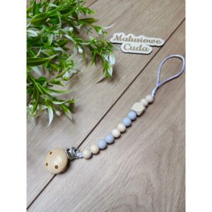 Zawieszka do smoczka - kulki silikonowe szare