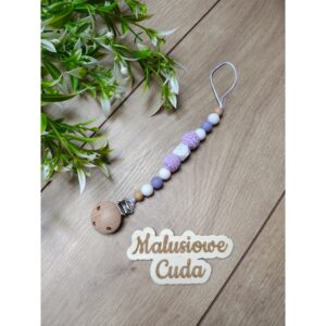 Zawieszka do smoczka - kulki różowe/liliowe