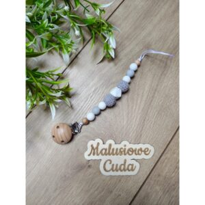 Zawieszka do smoczka - kulki szare