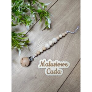 Zawieszka do smoczka - kulki beżowe