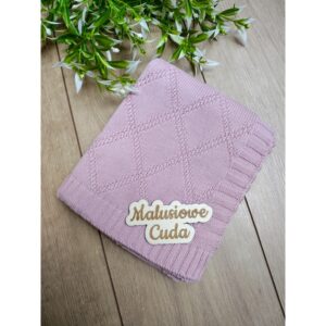 Kocyk 90x70cm bawełna romby różowy