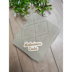 Kocyk 90x70cm bawełna romby z sercami beżowy/miodowy