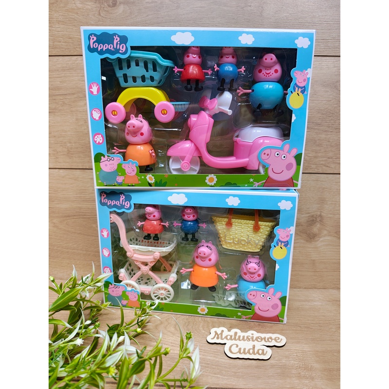 Figurki Świnka Peppa 6 elementów zestaw rower - obrazek 2