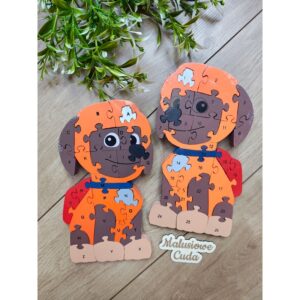 Puzzle drewniane Psi Patrol Zuma pomarańczowy