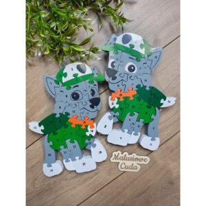 Puzzle drewniane Psi Patrol Rocky zielony