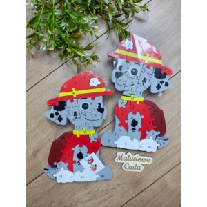 Puzzle drewniane Psi Patrol Marshal czerwony