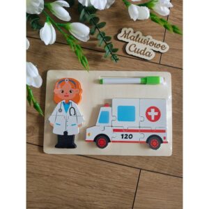 Układanka / puzzle 22x15cm karetka