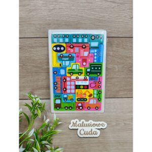 Układanka / tetris 15x22,5 cm pojazdy