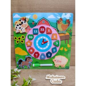 Układanka sorter zegar 30x30cm - farma