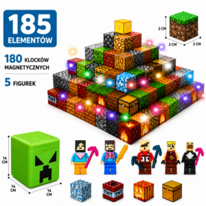 Alternative view of Klocki magnetyczne LED Minecraft MyWorld 185 elem. Creeper