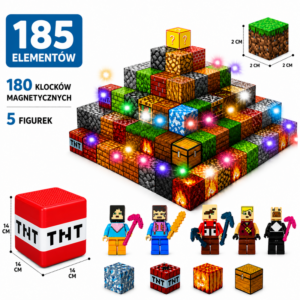 Alternative view of Klocki magnetyczne LED Minecraft MyWorld 185 elem. TNT