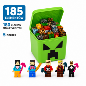 Klocki magnetyczne LED Minecraft MyWorld 185 elem. Creeper